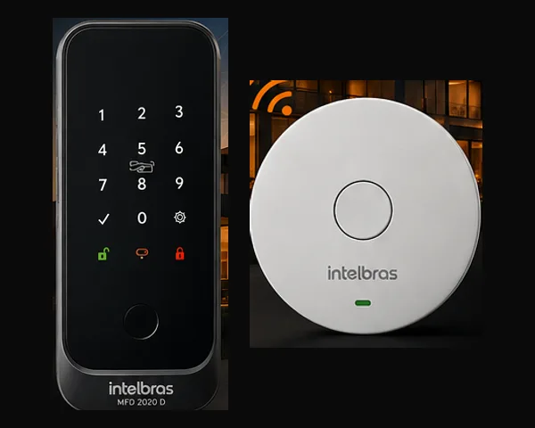 Fechadura digital Intelbras MFD2020 D com hub de automação MCA